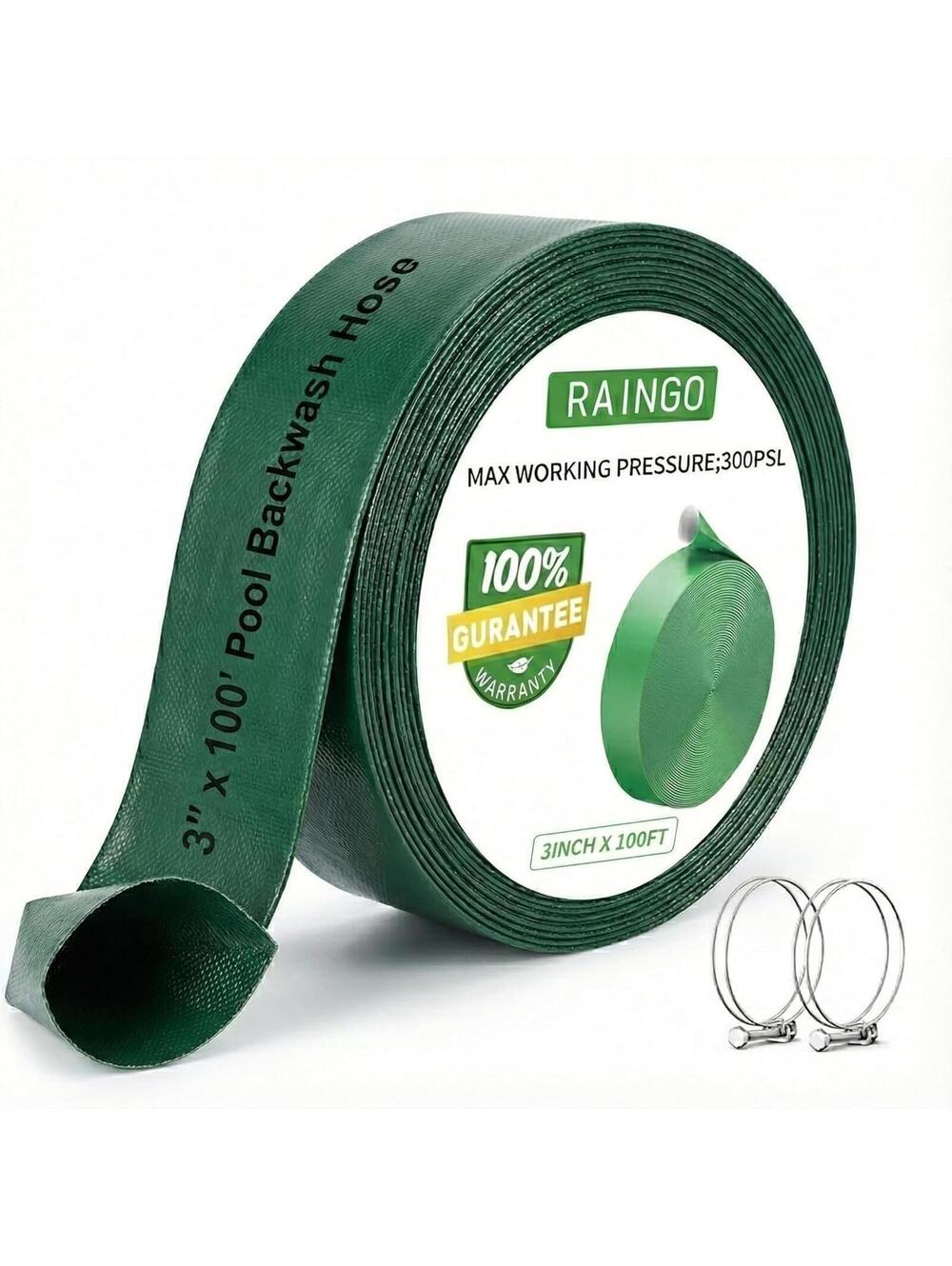 3" x100 FT Pool Backwash Hose Heavy-Duty PVC Lay Flat Sump Pump Drain Discharge